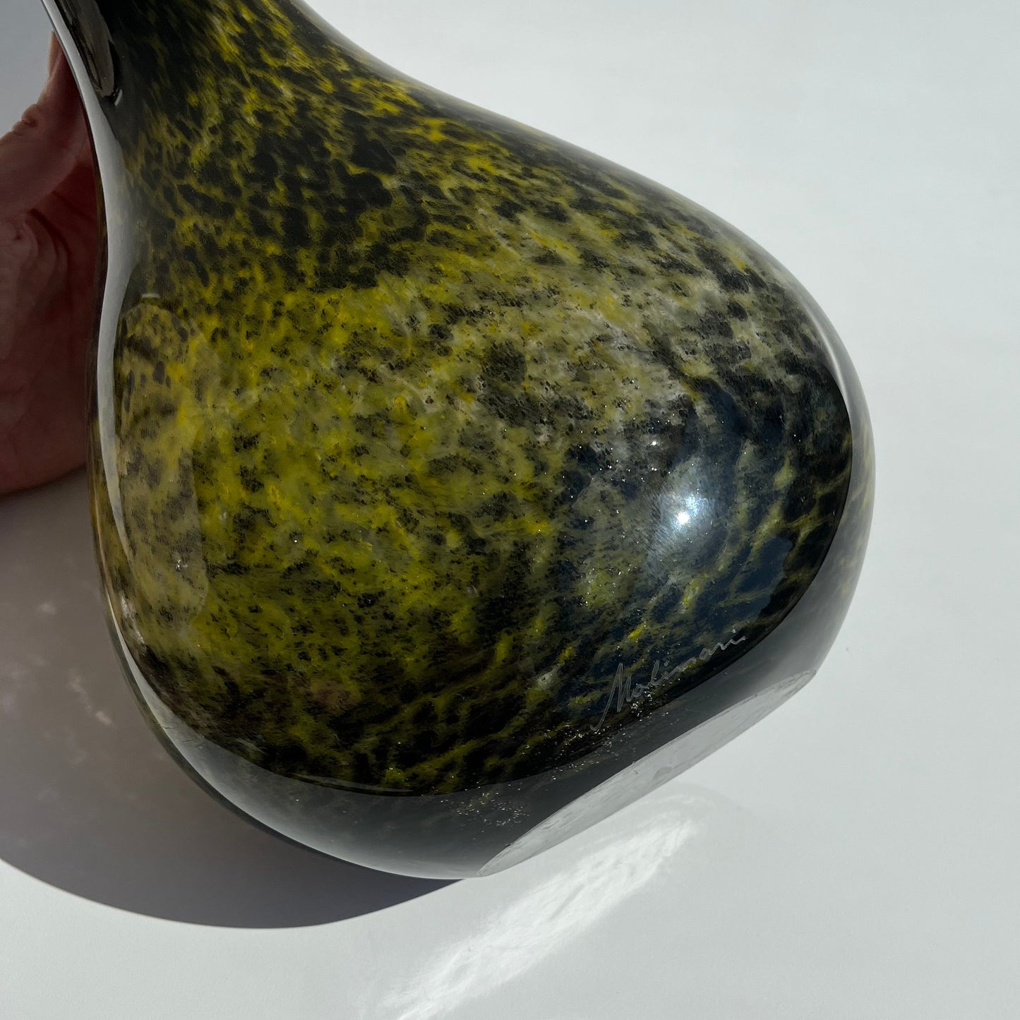 Vaso Soprado Preto & Amarelo