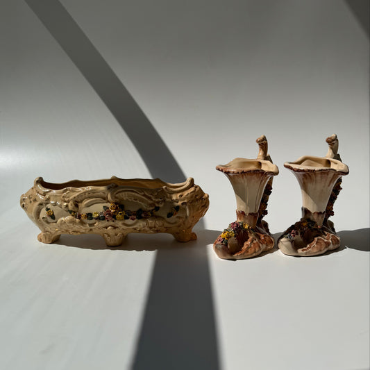 Trio Floreiras Faiança