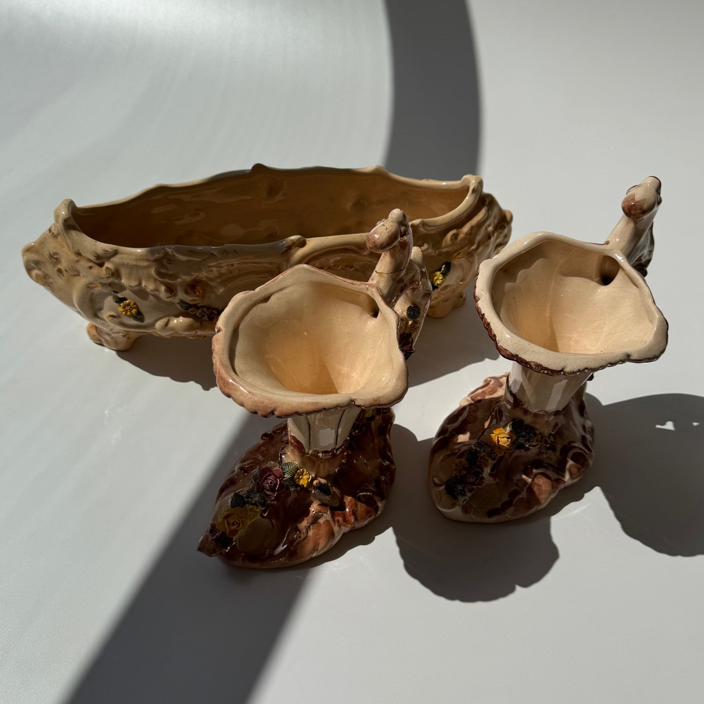 Trio Floreiras Faiança